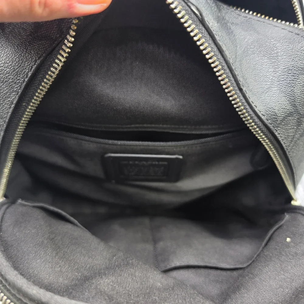 Coach Backpack Medium Black West Signature Canvas Pebble Leather F2447-5871